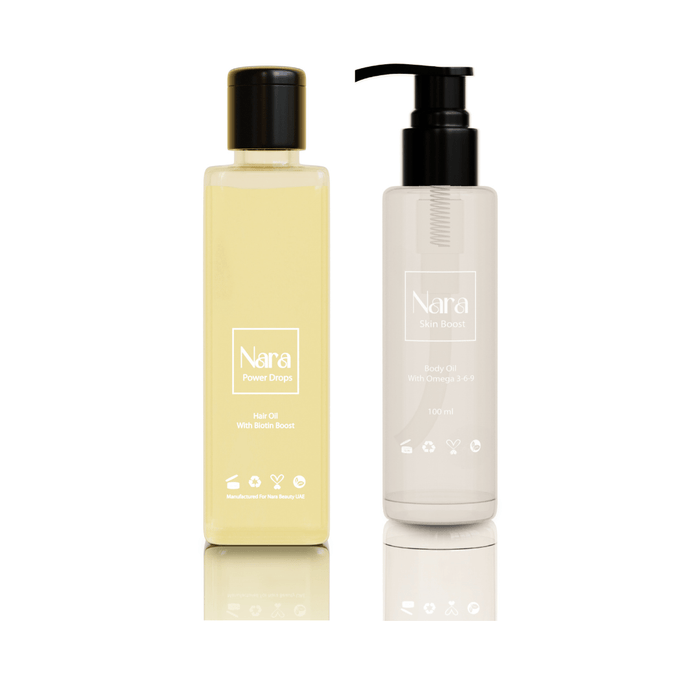 Indulge in the ultimate self-care experience with our Nara Elixir Combo, a curated bundle featuring two of our premium products to enhance your beauty routine. 