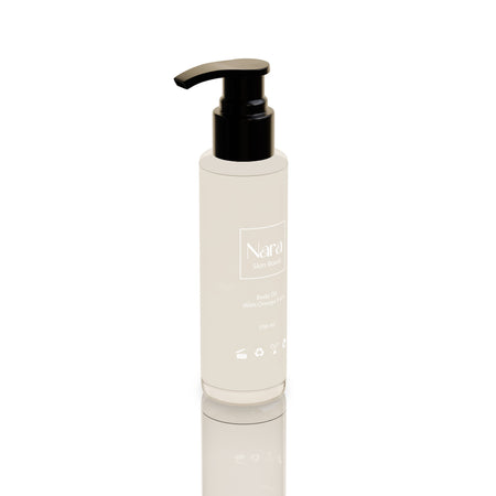 Nara Skin Boost Body Oil offers a luxurious, soothing experience with its blend of natural, vegan ingredients like Omega 3-6-9, avocado oil, and Moroccan argan oil. Suitable for all skin types, it hydrates and nourishes, leaving your skin radiant and soft. Ideal for self-care. For external use only.