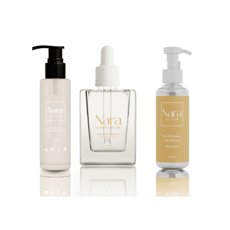 Indulge in the ultimate self-care experience with the Nara Total Glow Essentials Bundle. This carefully curated collection includes three powerhouse products designed to rejuvenate your skin and hair, leaving you feeling refreshed, revitalized, and glowing from head to toe.